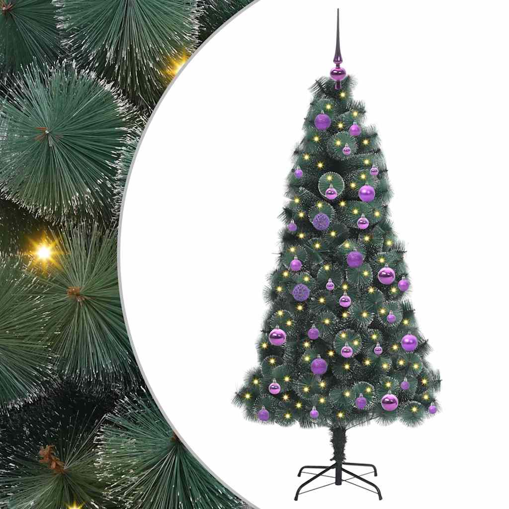 Vidaxx árbol de Navidad artificial preiluminado con juego de bolas verde 150 cm