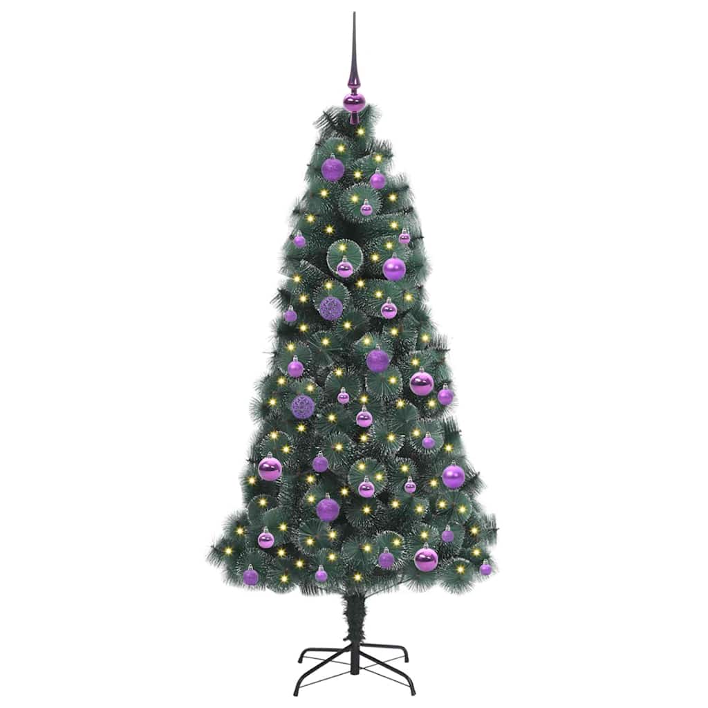 Vidaxx árbol de Navidad artificial preiluminado con juego de bolas verde 150 cm
