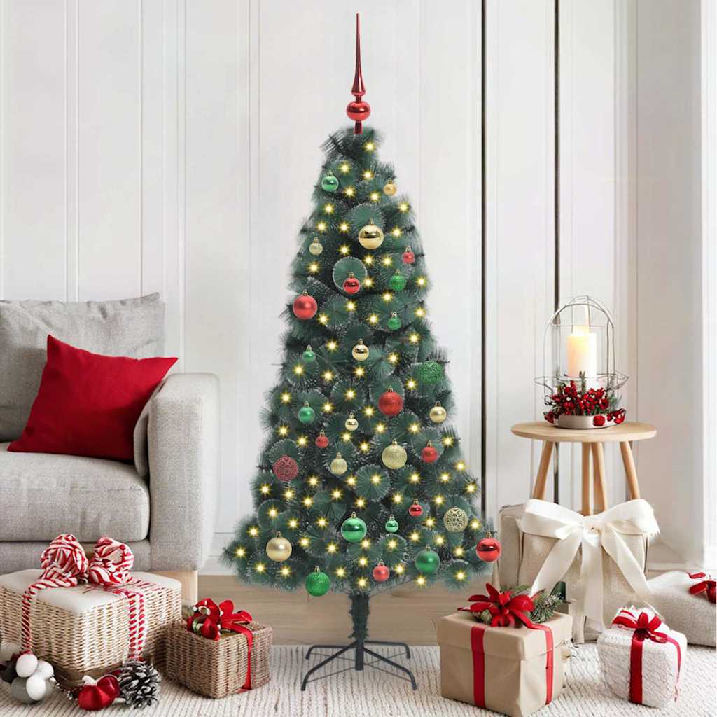 Vidaxx árbol de Navidad artificial preiluminado con bolas verde 150 cm
