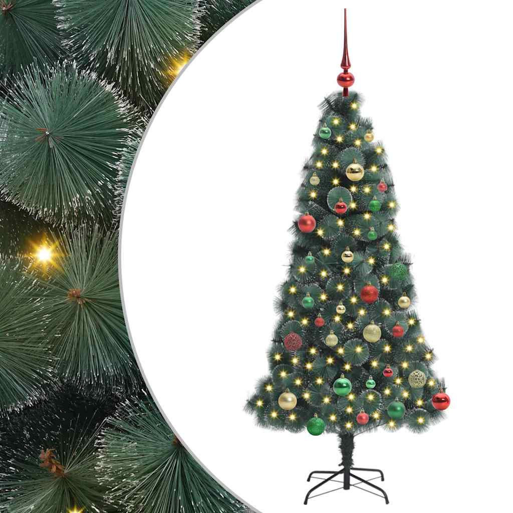 Vidaxx árbol de Navidad artificial preiluminado con bolas verde 150 cm