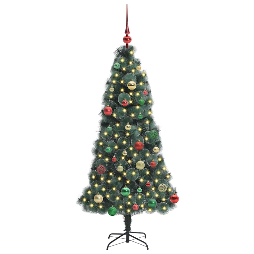 Vidaxx árbol de Navidad artificial preiluminado con bolas verde 150 cm