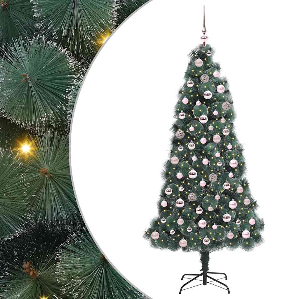 Vidaxx árbol de Navidad artificial con iluminación y juego de bolas tapa verde 180 cm