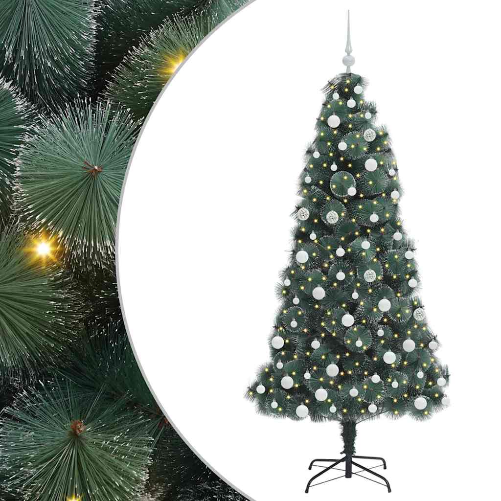 Vidaxx árbol de Navidad artificial con iluminación y juego de bolas tapa verde 180 cm