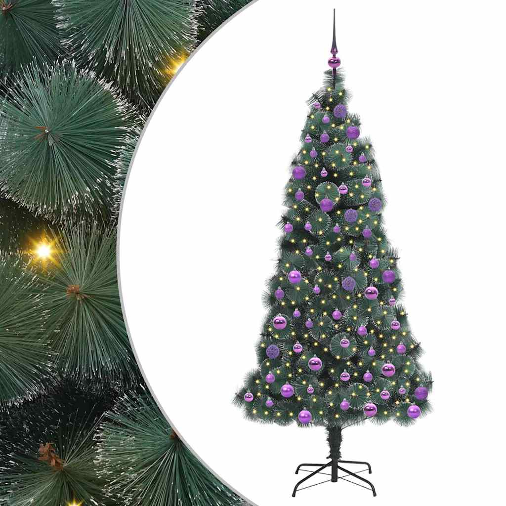 Vidaxx árbol de Navidad artificial preiluminado con juego de bolas verde 180 cm