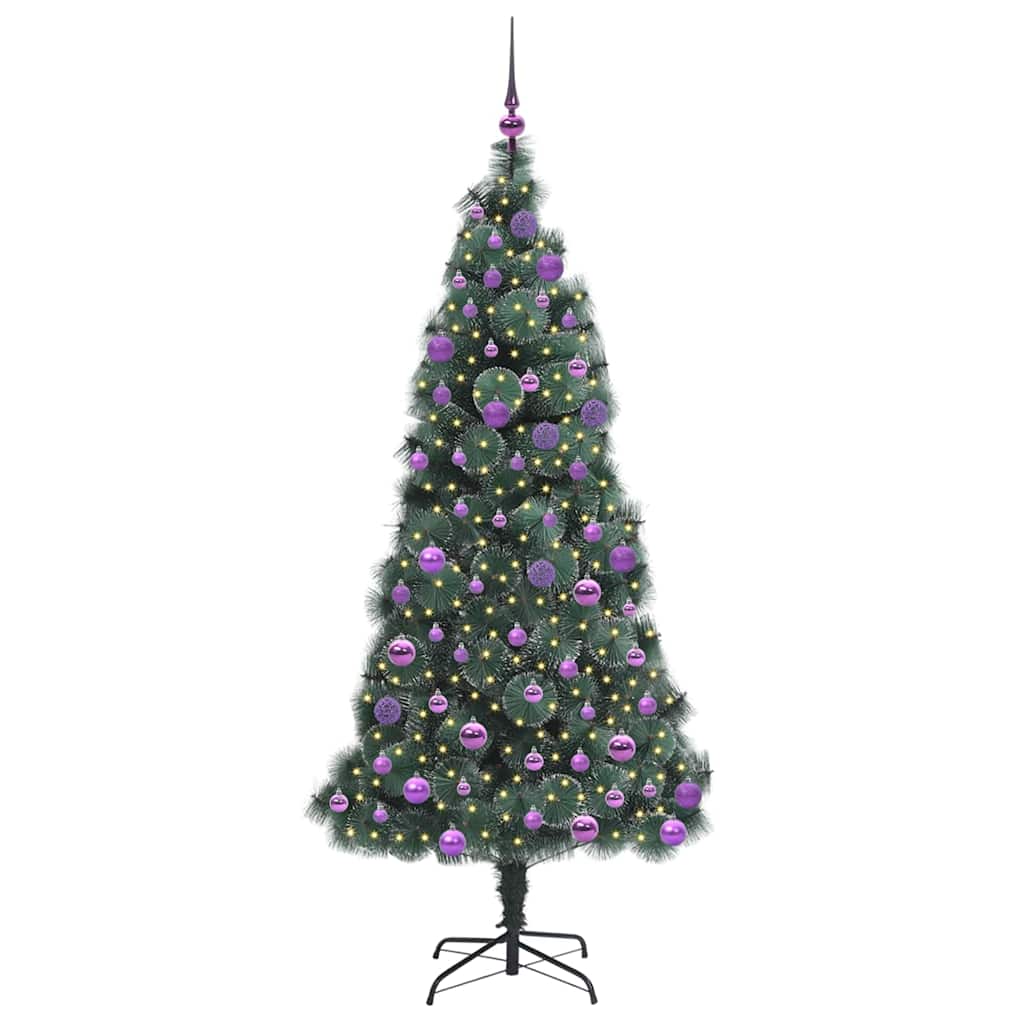 Vidaxx árbol de Navidad artificial preiluminado con juego de bolas verde 180 cm