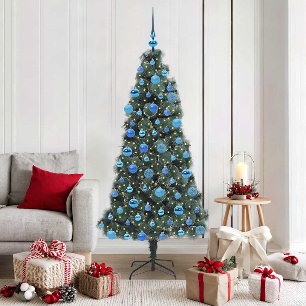 Vidaxx árbol de Navidad artificial preiluminado con bolas verde 180 cm