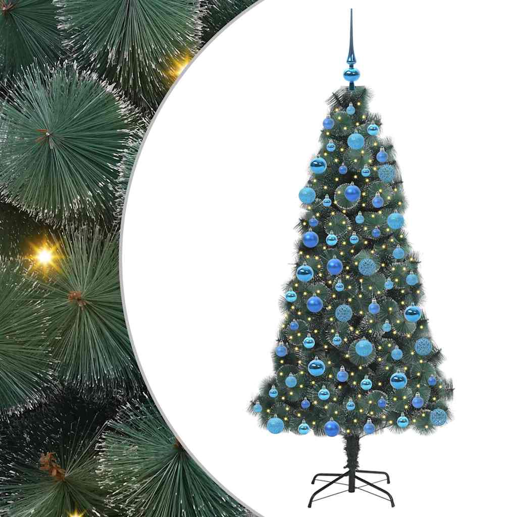 Vidaxx árbol de Navidad artificial preiluminado con bolas verde 180 cm