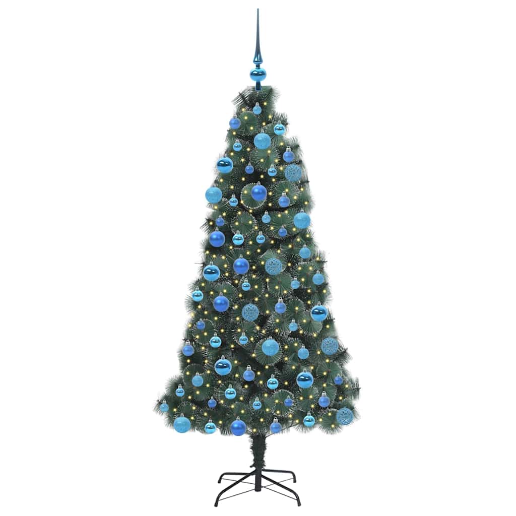 Vidaxx árbol de Navidad artificial preiluminado con bolas verde 180 cm