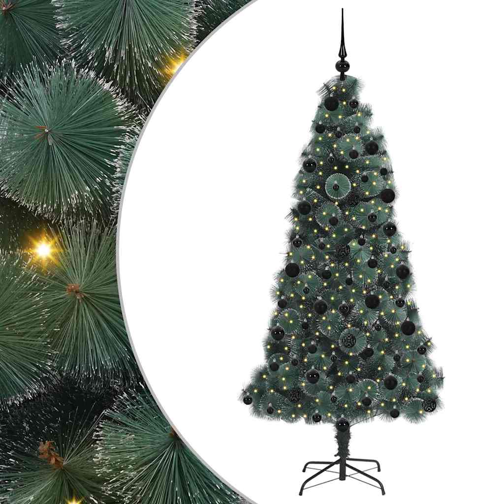 Vidaxx árbol de Navidad artificial con iluminación y juego de bolas tapa verde 210 cm