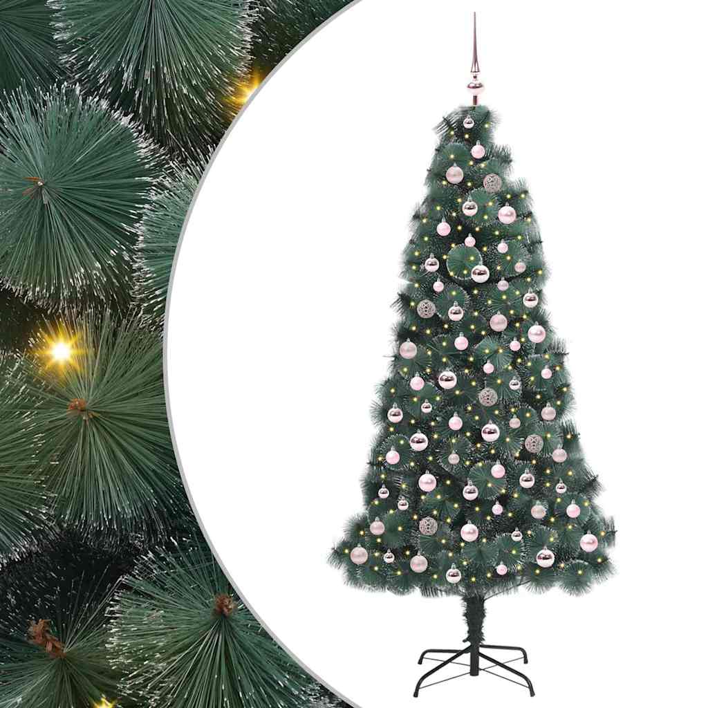 Vidaxx árbol de Navidad artificial preiluminado con juego de bolas verde 210 cm