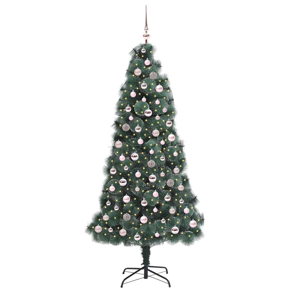 Vidaxx árbol de Navidad artificial preiluminado con juego de bolas verde 210 cm