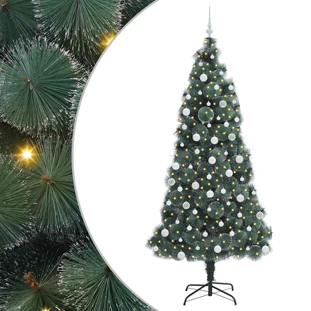 Vidaxx árbol de Navidad artificial preiluminado con juego de bolas verde 210 cm