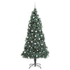 Vidaxl kunstmatige voorverlichte kerstboom met ballenset groen 210 cm