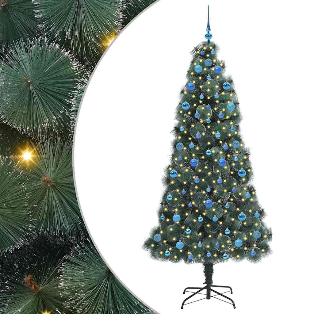 Vidaxx árbol de Navidad artificial preiluminado con juego de bolas verde 210 cm