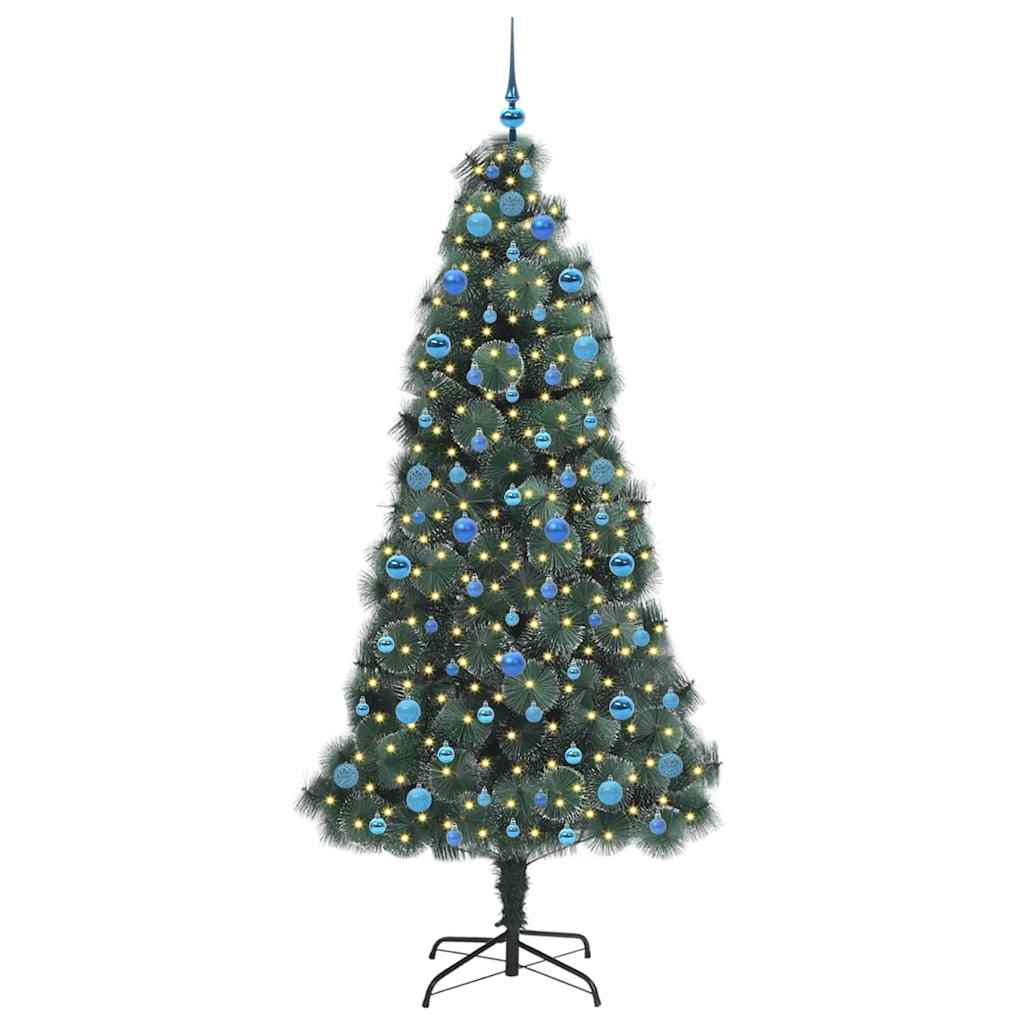 Vidaxx árbol de Navidad artificial preiluminado con juego de bolas verde 210 cm