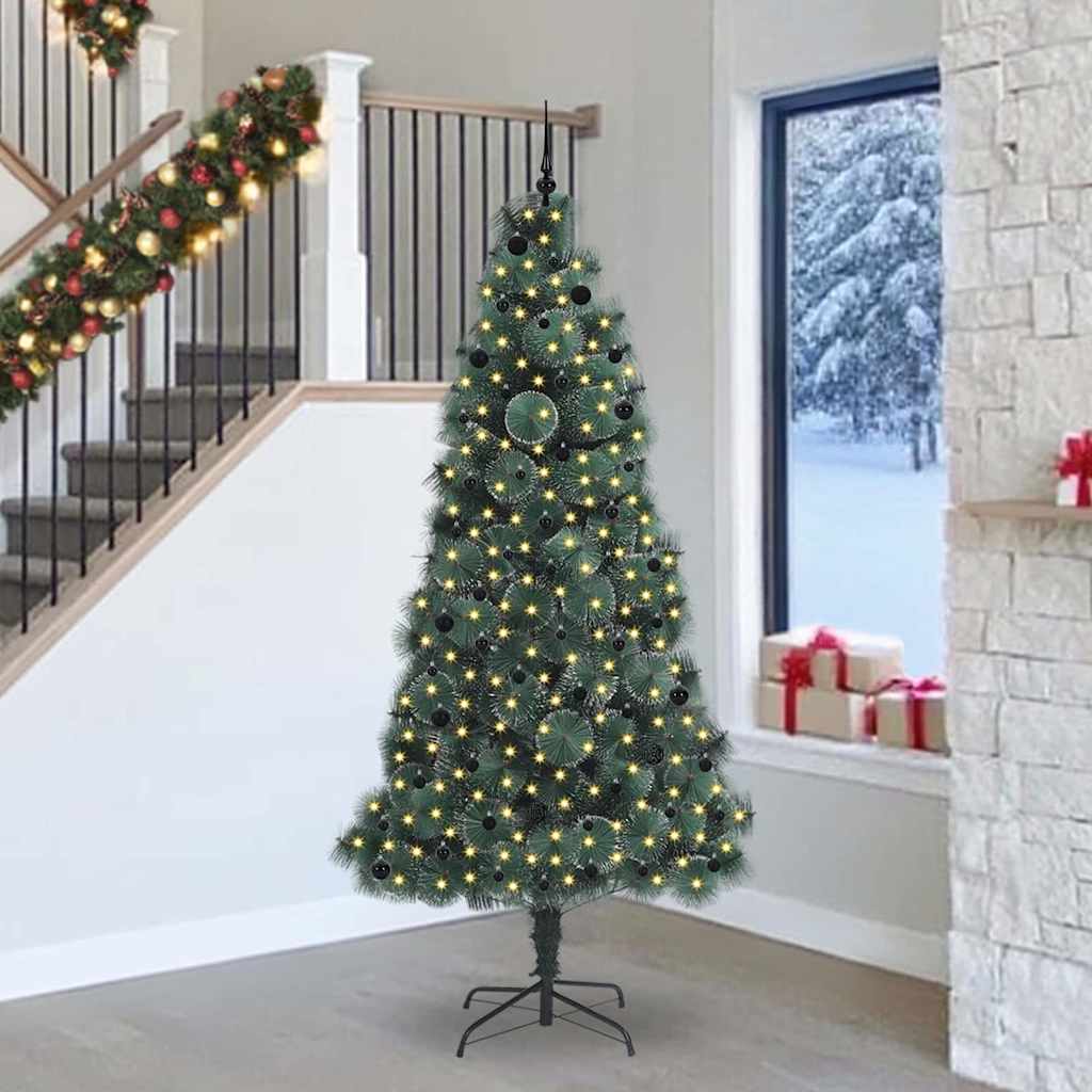 Vidaxx árbol de Navidad artificial preiluminado con juego de bolas tapa verde 240 cm