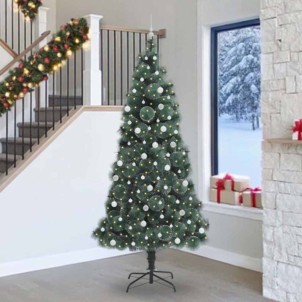 Vidaxx árbol de Navidad artificial con iluminación frontal y juego de bolas verde 240 cm