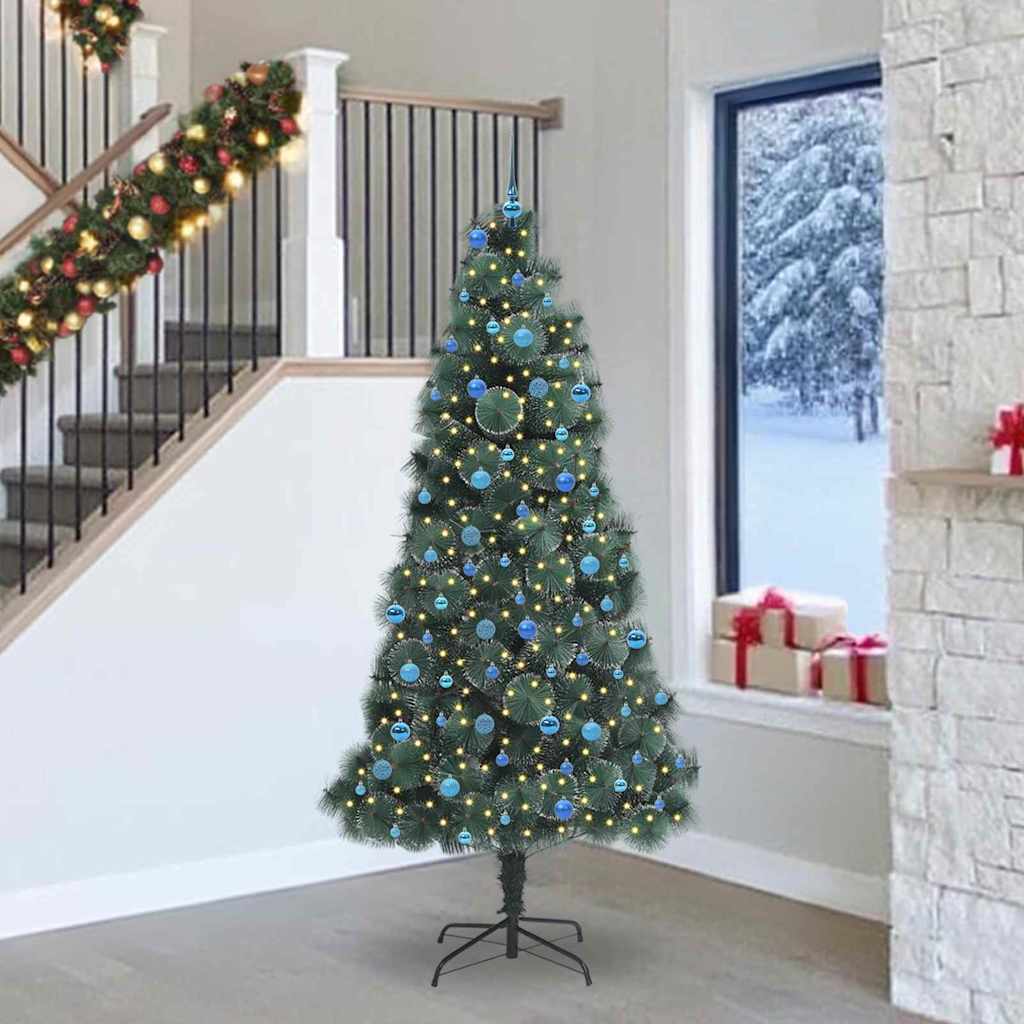 Vidaxx árbol de Navidad artificial preiluminado con juego de bolas verde 240 cm