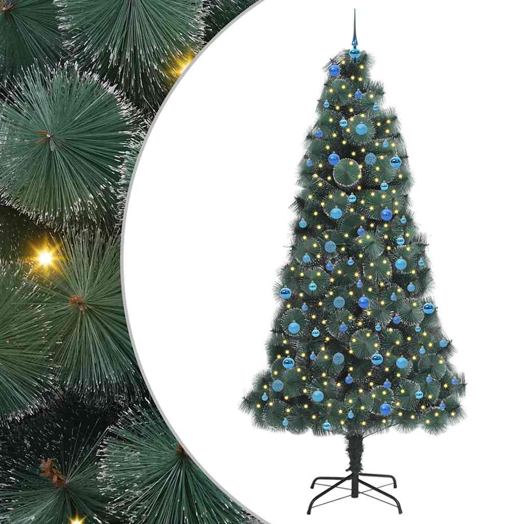 Vidaxx árbol de Navidad artificial preiluminado con juego de bolas verde 240 cm