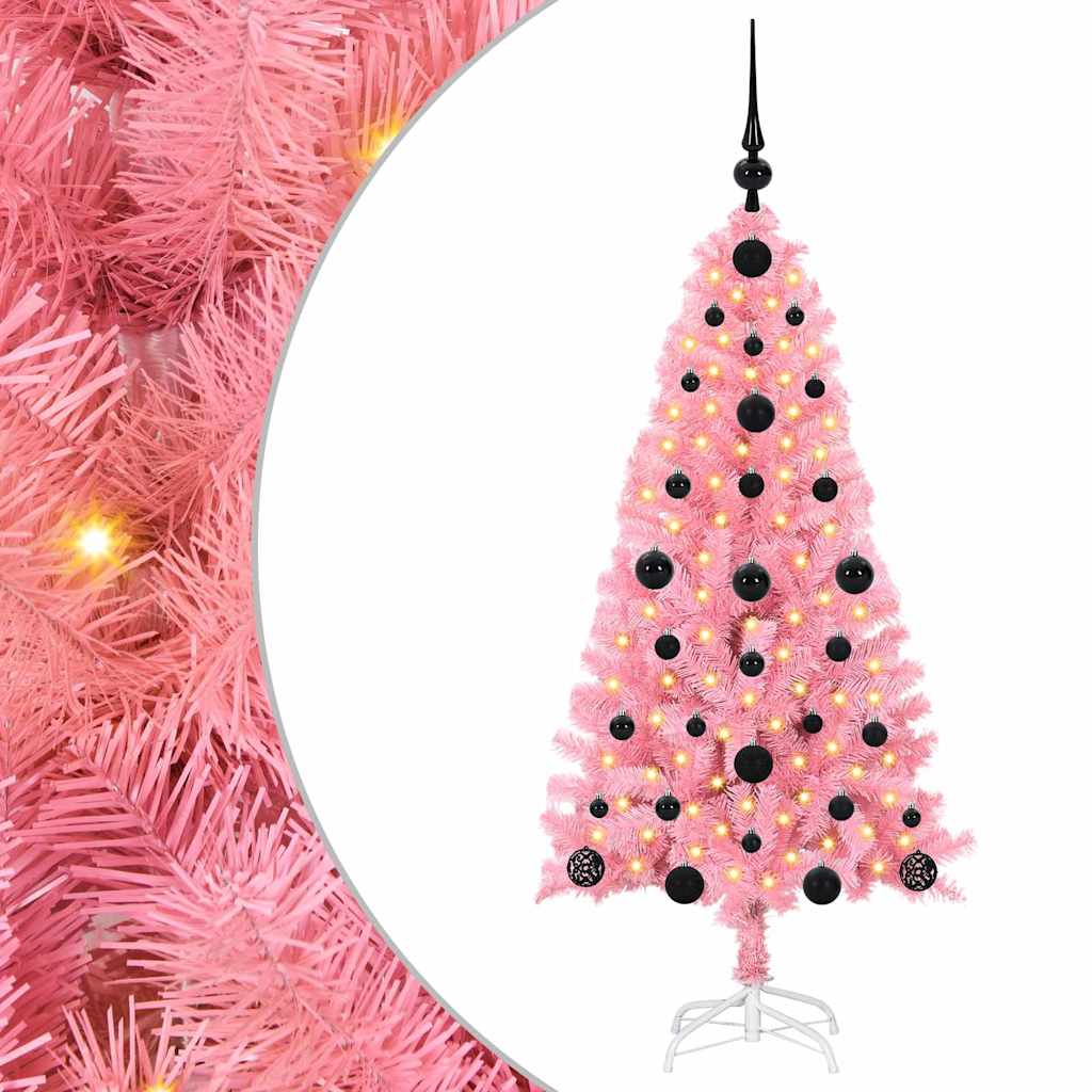 Vidaxl kerstboom met 150 led met standaard roze 120 cm pvc