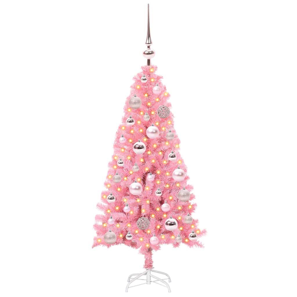 Vidaxl kerstboom met 150 led met standaard roze 120 cm pvc