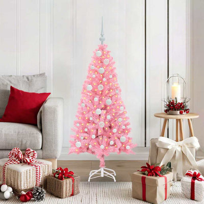 Albero di Natale VidaXL con 150 LED con PVC standard rosa da 120 cm