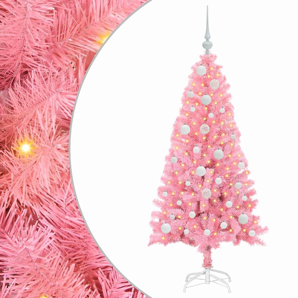 Albero di Natale VidaXL con 150 LED con PVC standard rosa da 120 cm