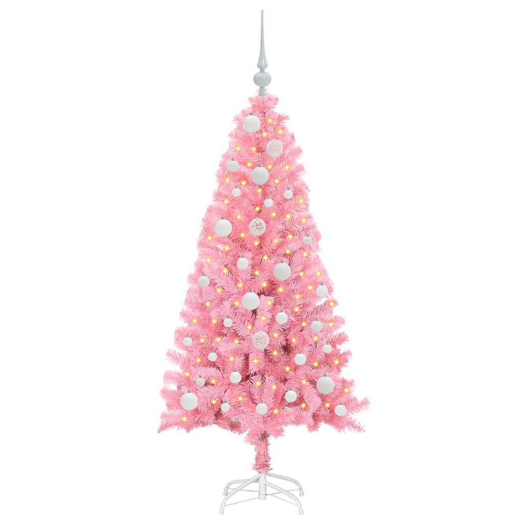 Albero di Natale VidaXL con 150 LED con PVC standard rosa da 120 cm