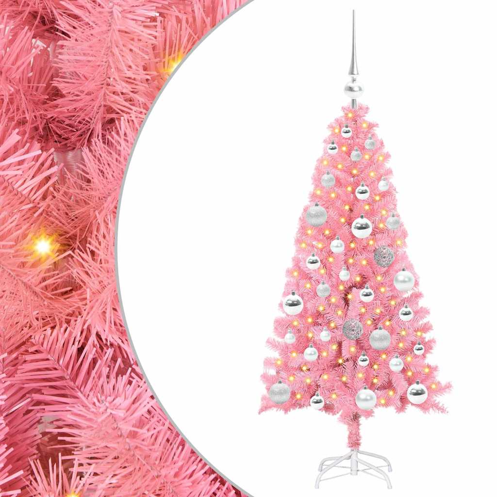 Albero di Natale VidaXL con 150 LED con PVC standard rosa da 120 cm