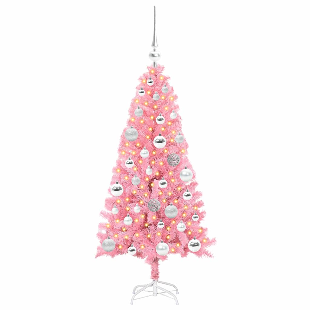 Albero di Natale VidaXL con 150 LED con PVC standard rosa da 120 cm