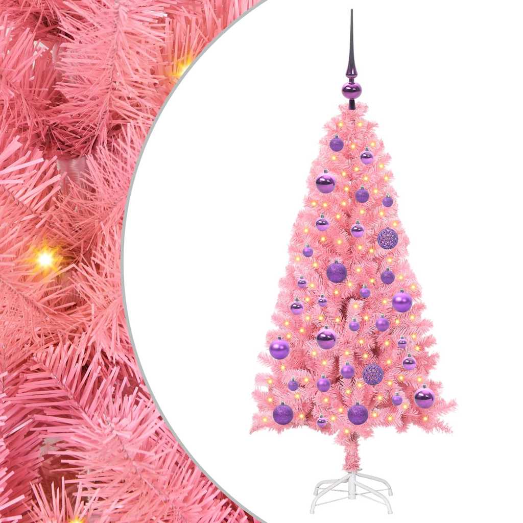 Vidaxl kerstboom met 150 led met standaard roze 120 cm pvc