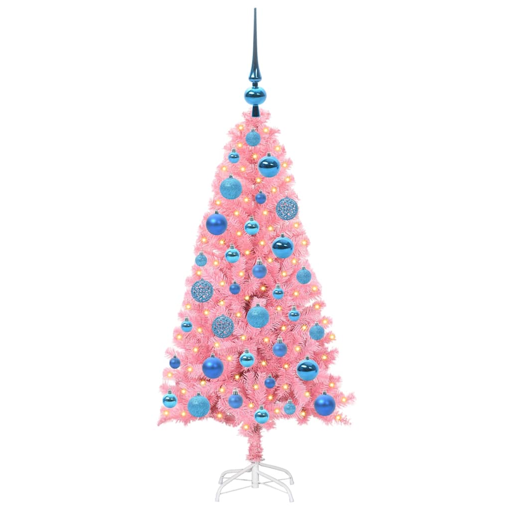 Vidaxl kerstboom met 150 led met standaard roze 120 cm pvc