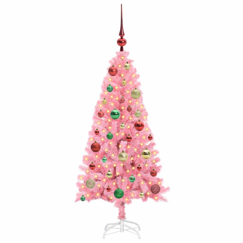 Vidaxl kerstboom met 150 led met standaard roze 120 cm pvc