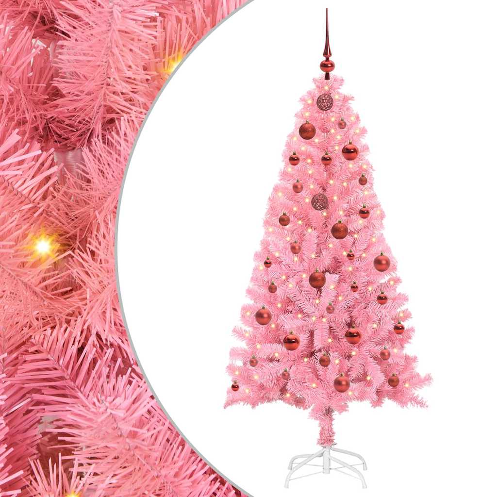 Vidaxl kerstboom met 150 led met standaard roze 150 cm pvc