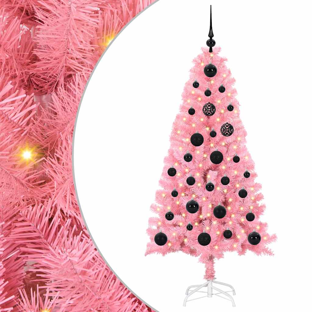 Vidaxl kerstboom met 150 led met standaard roze 150 cm pvc