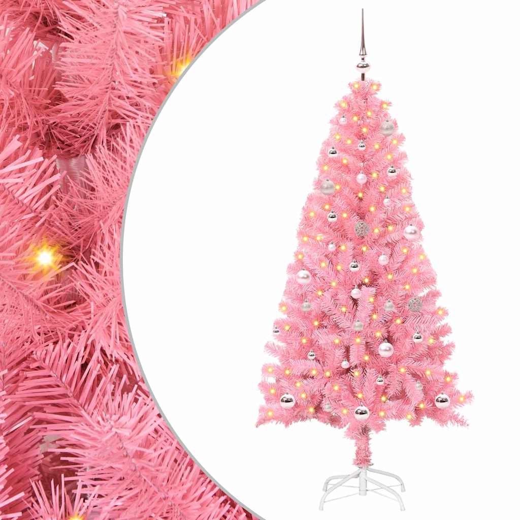Vidaxl kerstboom met 150 led met standaard roze 150 cm pvc
