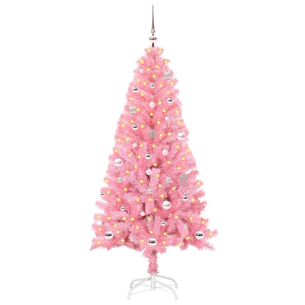 Vidaxl kerstboom met 150 led met standaard roze 150 cm pvc