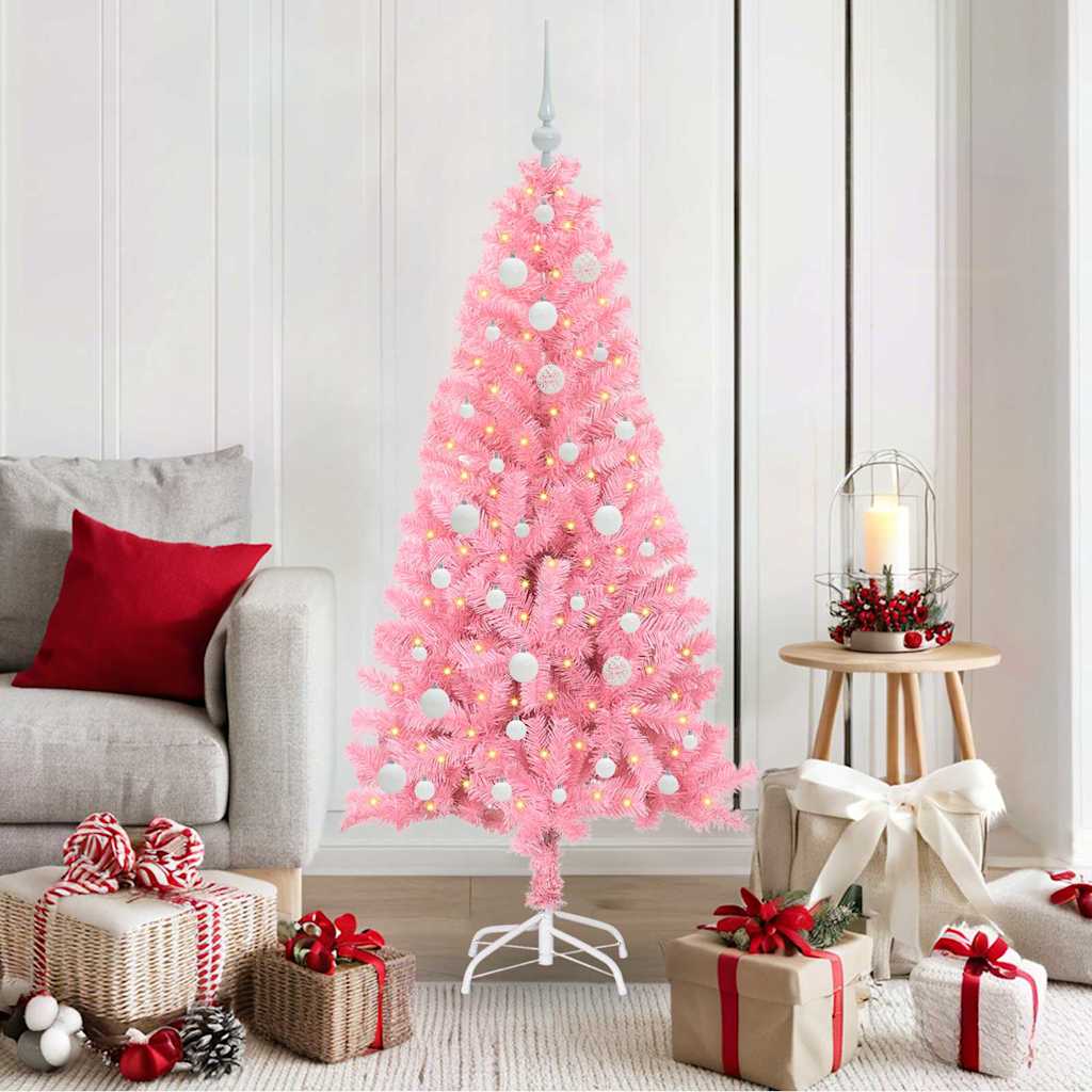 Vidaxl kerstboom met 150 led met standaard roze 150 cm pvc