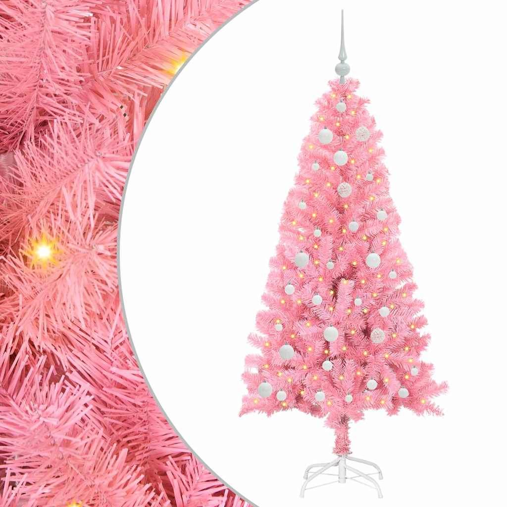 Vidaxl kerstboom met 150 led met standaard roze 150 cm pvc