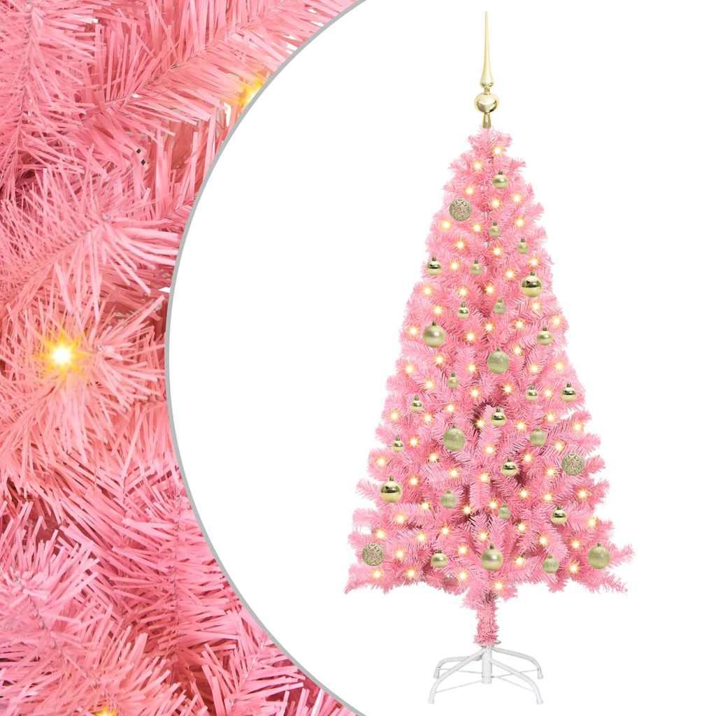 Vidaxl kerstboom met 150 led met standaard roze 150 cm pvc