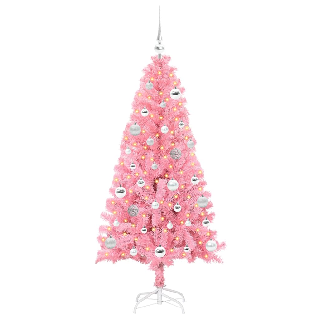 Vidaxl kerstboom met 150 led met standaard roze 150 cm pvc