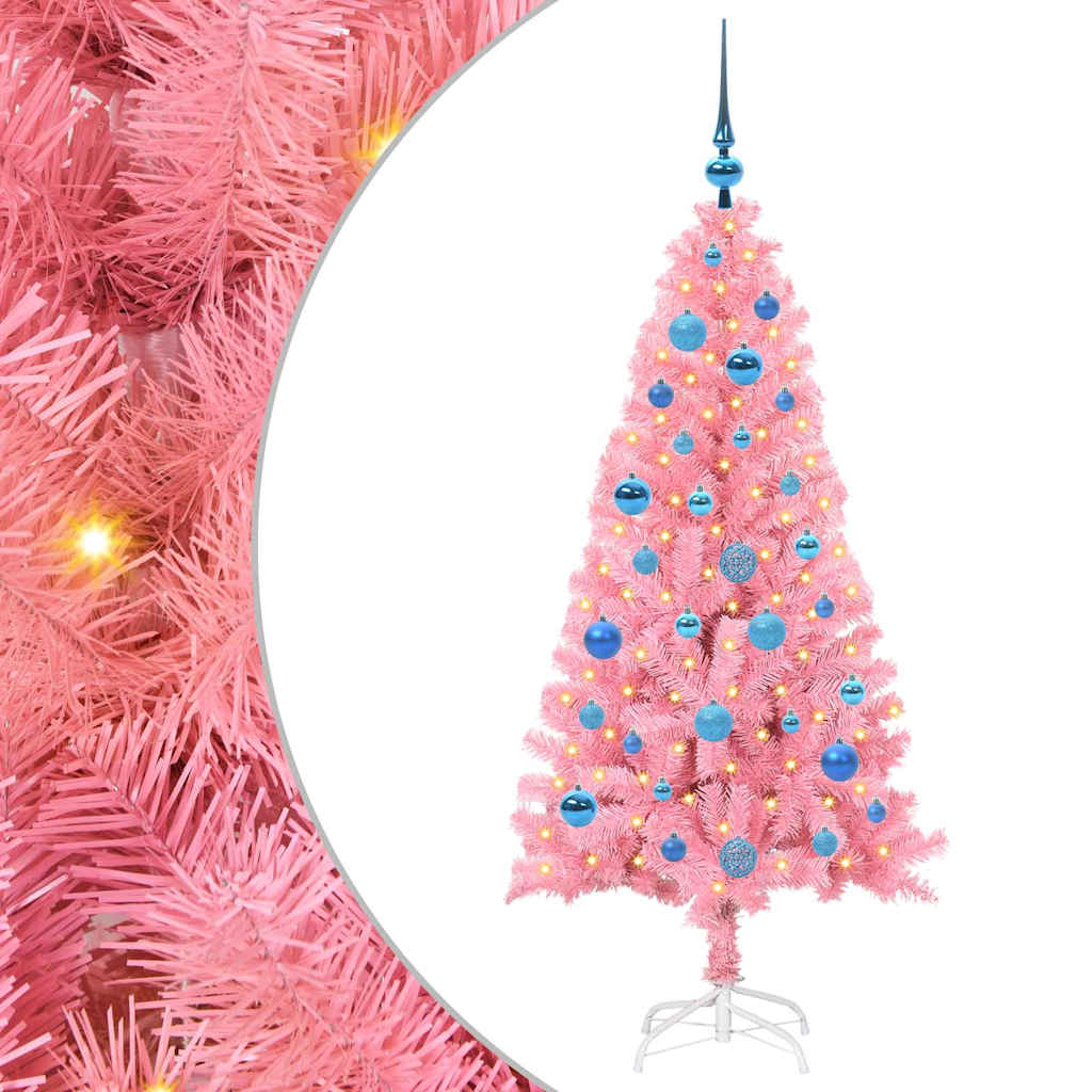 Albero di Natale VidaXL con 150 LED con PVC standard rosa da 150 cm