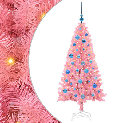 Vidaxl kerstboom met 150 led met standaard roze 150 cm pvc