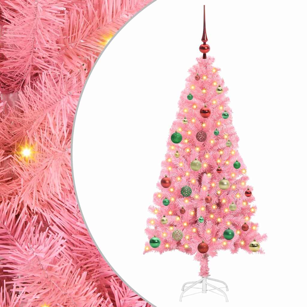 Vidaxl kerstboom met 150 led met standaard roze 150 cm pvc