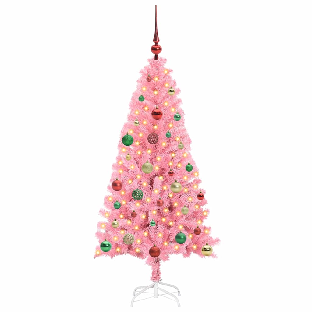 Vidaxl kerstboom met 150 led met standaard roze 150 cm pvc