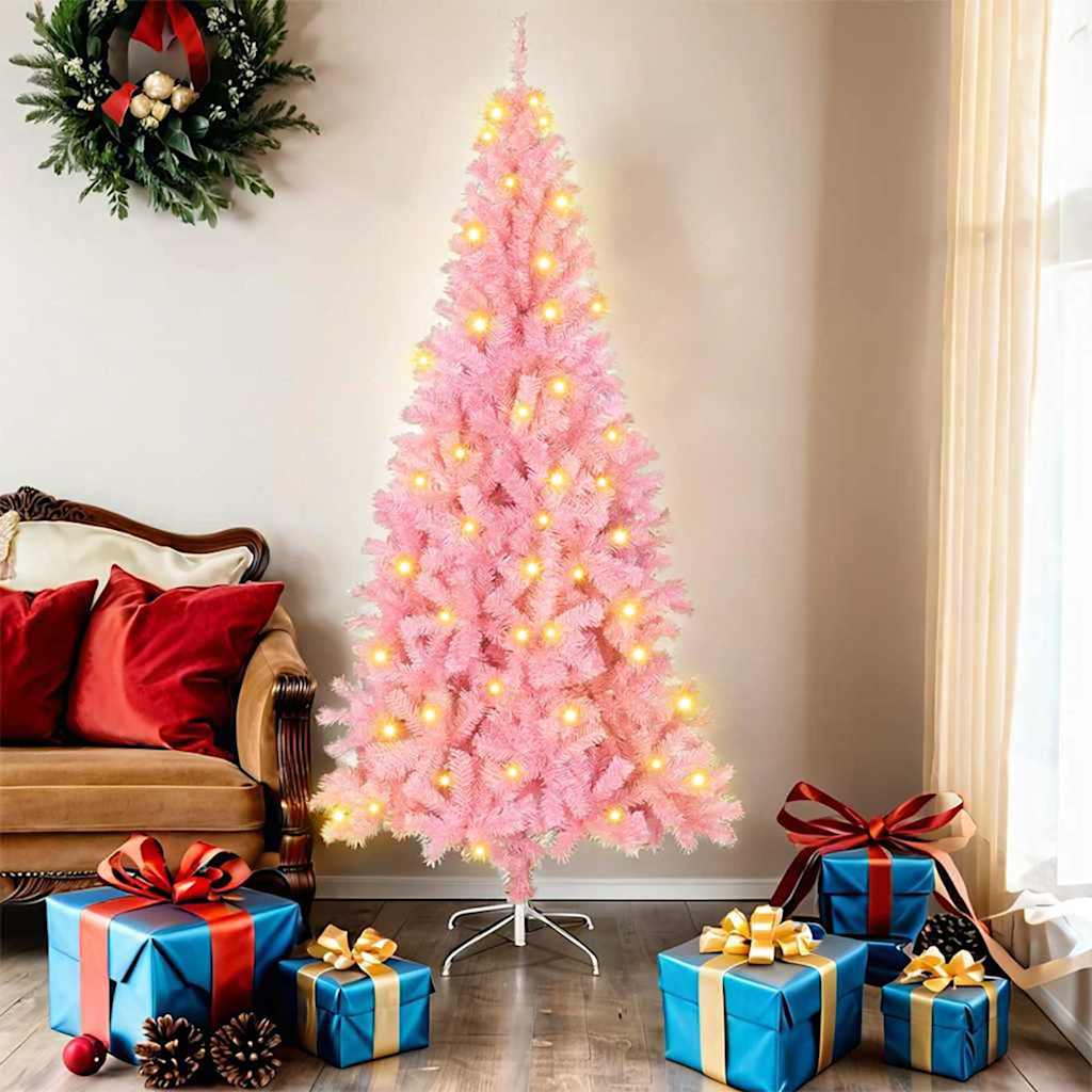 Vidaxl kerstboom met 300 led met standaard roze 180 cm pvc