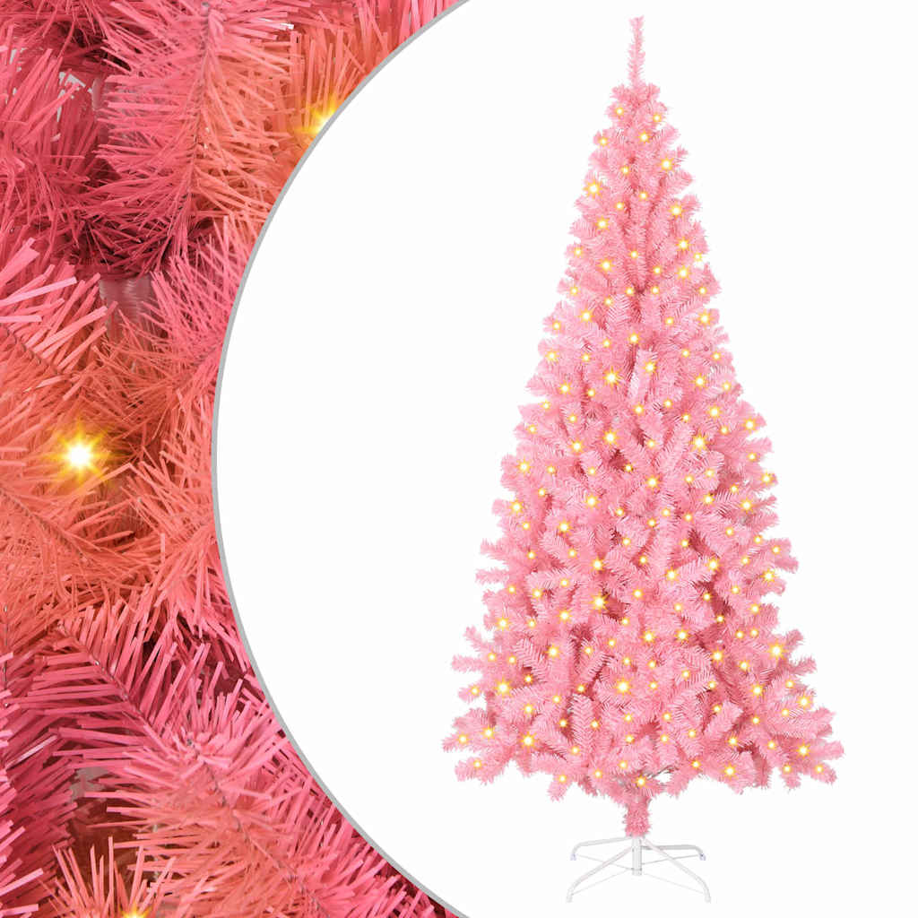Vidaxl kerstboom met 300 led met standaard roze 180 cm pvc