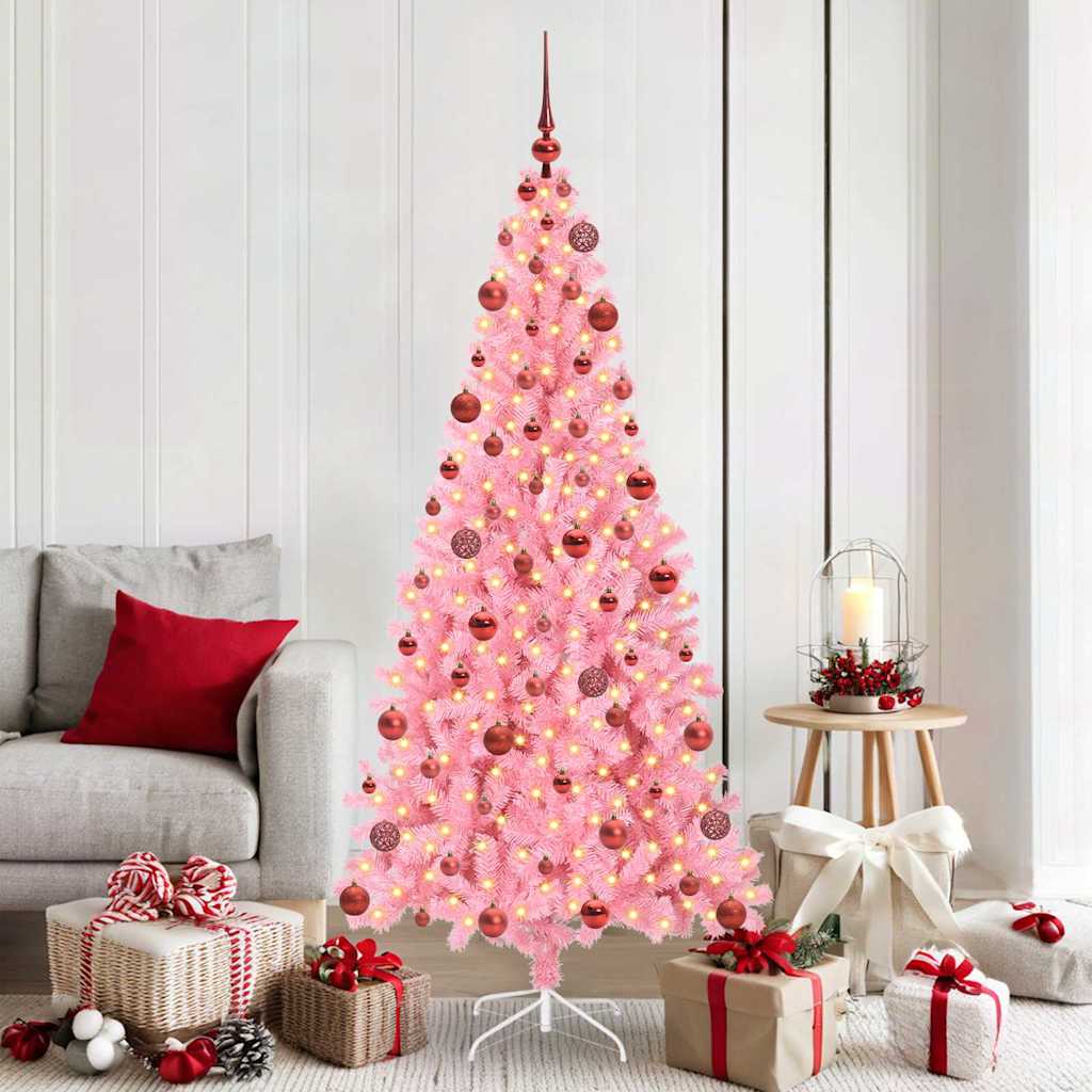 Vidaxl kerstboom met 300 led met standaard roze 180 cm pvc