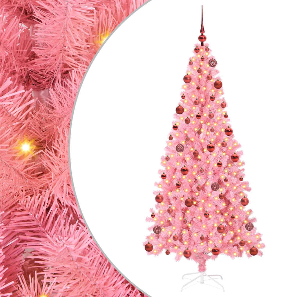 Vidaxl kerstboom met 300 led met standaard roze 180 cm pvc