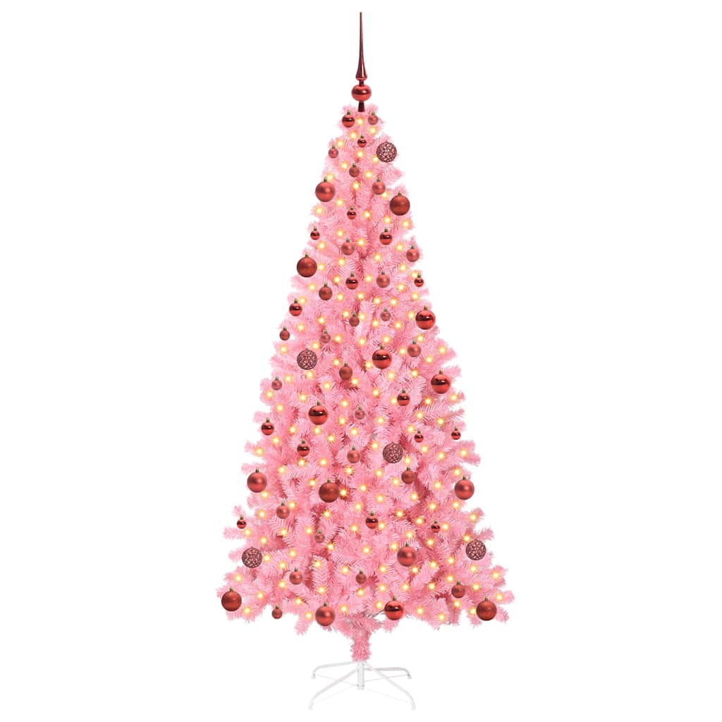 Vidaxl kerstboom met 300 led met standaard roze 180 cm pvc